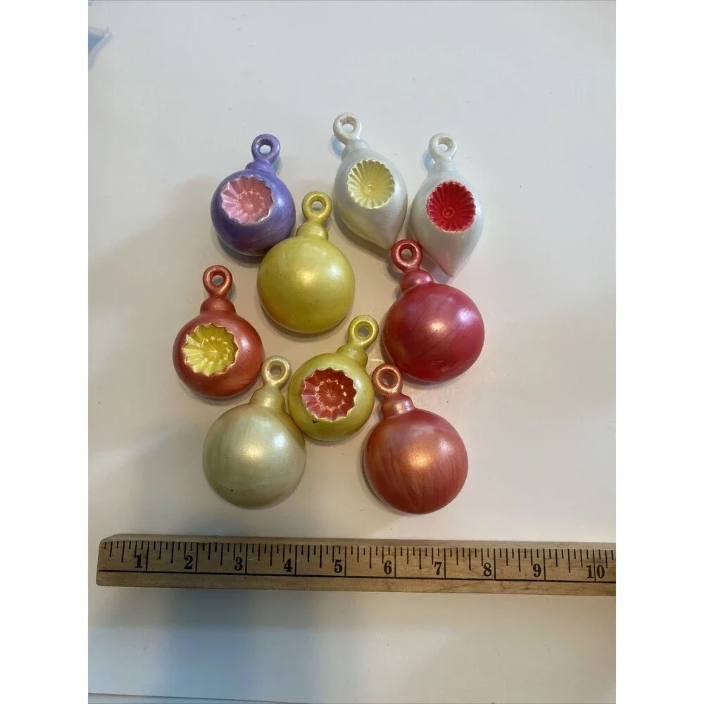 Vintage Ceramic Christmas Ornaments 3D Indent Winter Scene Signed Holiday HTF